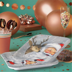 Retro Weihnachtsfeiertag Weihnachtsfest Pappteller
