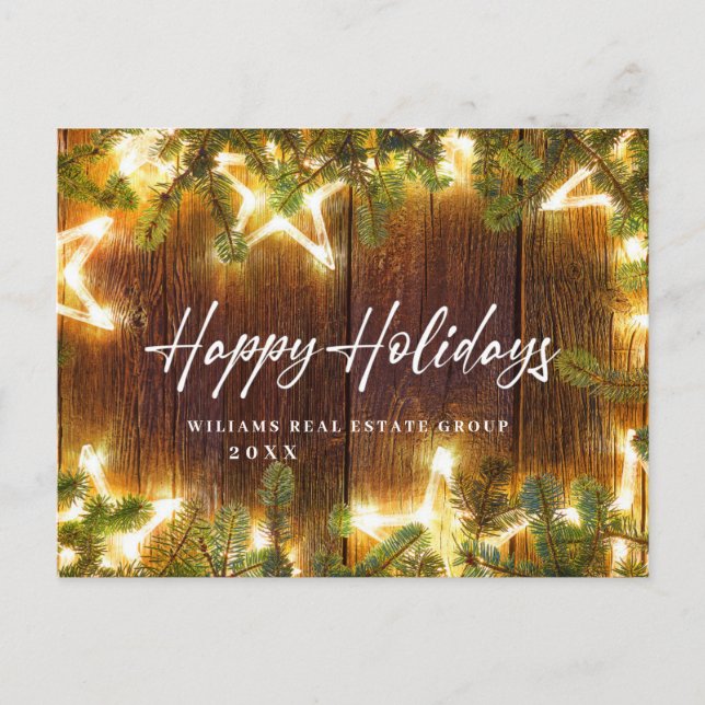 Retro Weihnachtsfeiertage Unternehmensgrüßen Postkarte (Vorderseite)