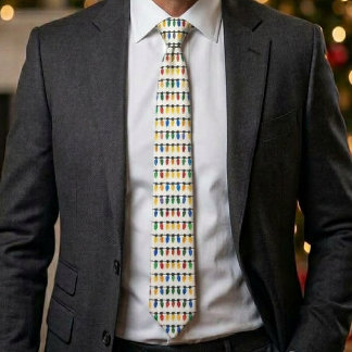 Retro-Weihnachtsferien Bunte Lichterketten Kunst Krawatte
