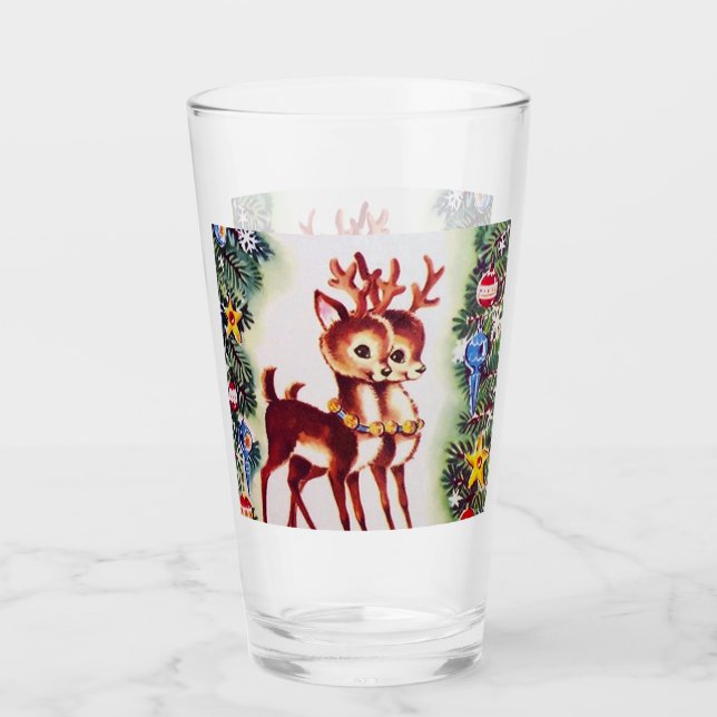 Retro-Weihnachtsfest Glas (Vorderseite)