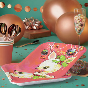 Retro-Weihnachtsfest Pappteller
