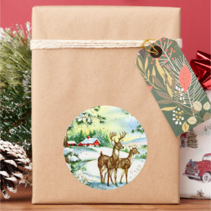 Retro-Weihnachtsfest Runder Aufkleber