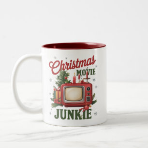 Retro-Weihnachtsfilm-Junkie-Familienparty Xmas Zweifarbige Tasse
