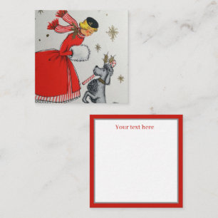 Retro-Weihnachtsfrau fügt Text hinzu Mitteilungskarte