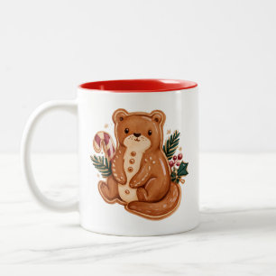 Retro-Weihnachtsgebäck-Otter mit Zuckerstange Zweifarbige Tasse