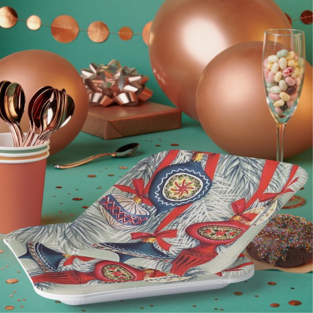 Retro Weihnachtsgebäck Pappteller (Multi)