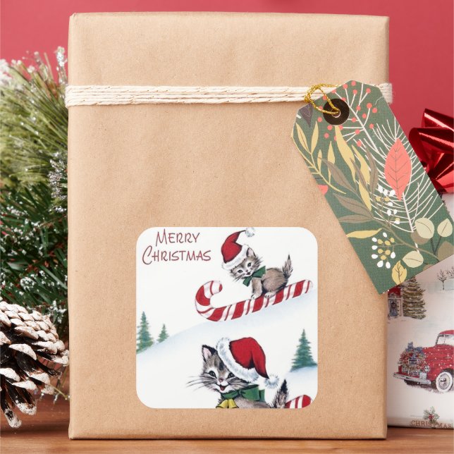 Retro Weihnachtsgebäck Weihnachtskatzen Aufkleber (Feiertag)