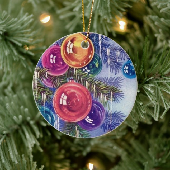 Retro-Weihnachtsgebirge Keramik Ornament (Baum)