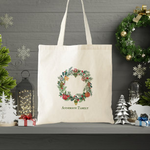 Retro-Weihnachtsgirlande und -Ornamente individuel Tragetasche