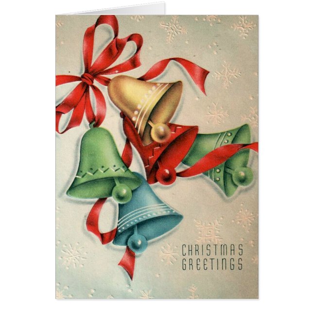 Retro Weihnachtsglocken hinzufügen Message Card (Vorne)