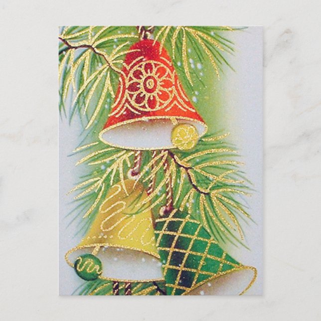 Retro Weihnachtsglocken Weihnachtsgeschenk Postkar Feiertagspostkarte (Vorderseite)