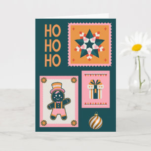 Retro-Weihnachtsgrußkarte – Gingerbread-Mann, Kand Karte