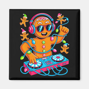 Retro-Weihnachtshaus-Musik Lebkuchen Dj Techno Magnet