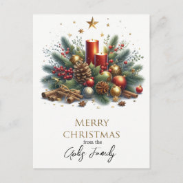 Retro Weihnachtskandale und Goldene Feiertage Postkarte