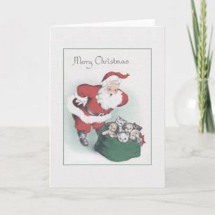 Retro-Weihnachtskarte zur Lieferung von Santa-Pets Feiertagskarte