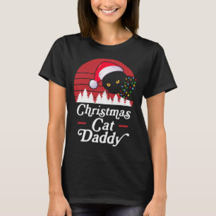 Retro Weihnachtskatze mit Weihnachts-Nekklace-Leuc T-Shirt