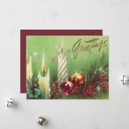 Retro-Weihnachtskerze Feiertagskarte