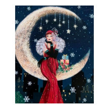 Retro Weihnachtskunst Deko Lady Poster