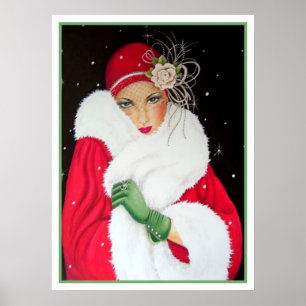 Retro Weihnachtskunst Deko Lady Poster