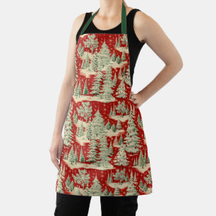Retro-Weihnachtslandschaft im Vintage-Stil Schürze
