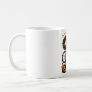 Retro-Weihnachtsmann-Fahrradreparatur Winter Kaffeetasse