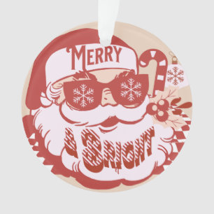 Retro Weihnachtsmann Frohe Weihnachten Rosa Rot    Ornament