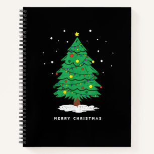 Retro Weihnachtsmann Frohe Weihnachtsbaumlichter Notizbuch