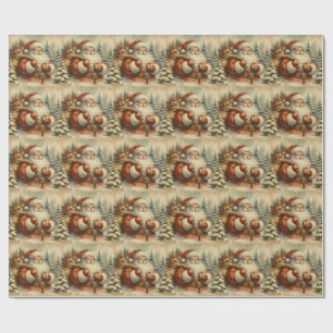 Retro-Weihnachtsmann-Illustration Geschenkpapier