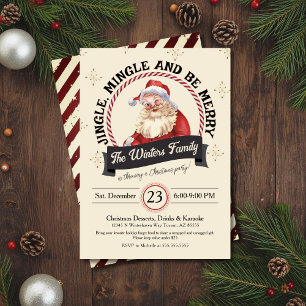 Retro Weihnachtsmann Jingle Mingle Frohe Weihnacht Einladung