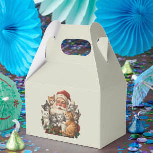 Retro Weihnachtsmann & Kätzchen Weihnachten Winter Geschenkschachtel