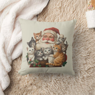 Retro Weihnachtsmann & Kätzchen Weihnachten Winter Kissen
