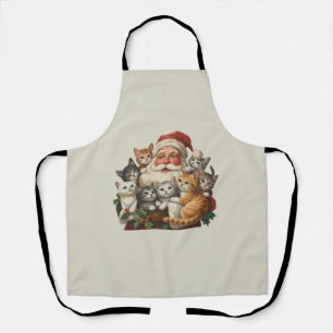 Retro Weihnachtsmann & Kätzchen Weihnachten Winter Schürze