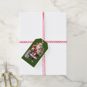 Retro-Weihnachtsmann mit angenehmen Geschenken Geschenkanhänger