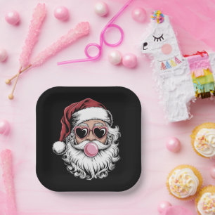 Retro-Weihnachtsmann mit Brille bläst Bubble Chris Pappteller