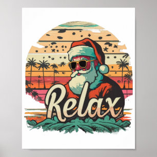 Retro Weihnachtsmann mit dem Titel Relax Poster