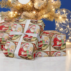 Retro-Weihnachtsmann mit seinen Farben zu Weihnach Geschenkpapier