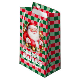 Retro Weihnachtsmann-Tartan Karo Weihnachten Kleine Geschenktüte