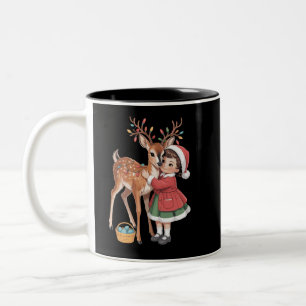 Retro Weihnachtsmann und Girlc Weihnachten Zweifarbige Tasse