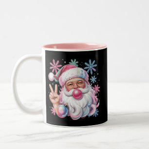 Retro-Weihnachtsmann-Weihnachten-Rosarote-Sonnenbr Zweifarbige Tasse