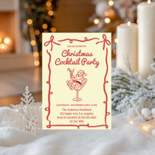 Retro-Weihnachtsmann-Weihnachts-Cocktailparty      Einladung
