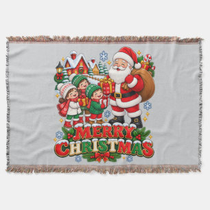 Retro-Weihnachtsmann-Zauber-Kinder-Weihnachtsdecke Decke