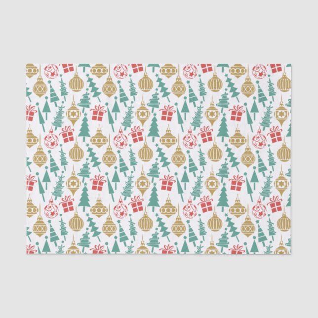 Retro Weihnachtsmuster Seidenpapier (Vorderseite)
