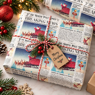 Retro-Weihnachtspapier Zeitungs Wrap Geschenkpapier
