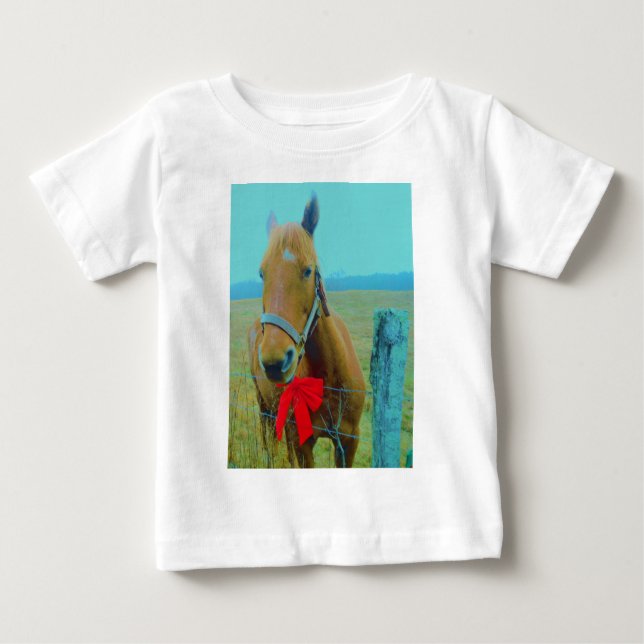 Retro Weihnachtspferd Baby T-shirt (Vorderseite)