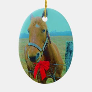 Retro Weihnachtspferd Keramik Ornament