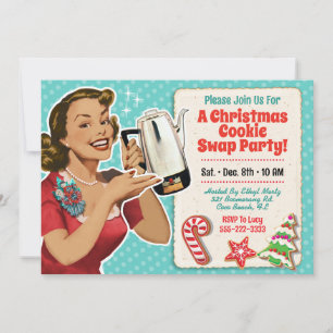 Retro-Weihnachtsplätzchen-Tauschparty-Einladung Einladung