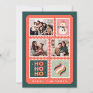 Retro-Weihnachtspost-Briefmarken-Fotocollage Feiertagskarte