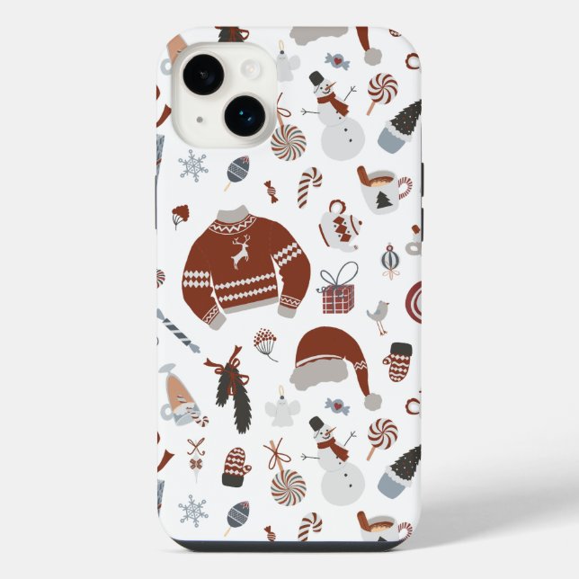 Retro-Weihnachtspullover-Muster  iPhone 14 Plus Hülle (Rückseite)