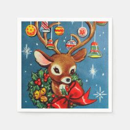 Retro Weihnachtsrinder Party Papierservietten