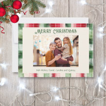 Retro Weihnachtsrot und grünes Kariertes Foto